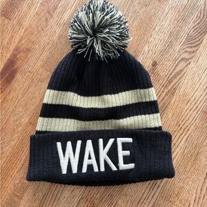 WAKE Pom Pom Beanie - NIKE Black and Gold Stripes